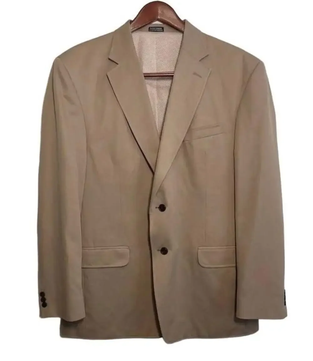 TravelSmith Mens Blazer Safari Sport Coat Tan Utility Commuter Jacket, Sz. 48L